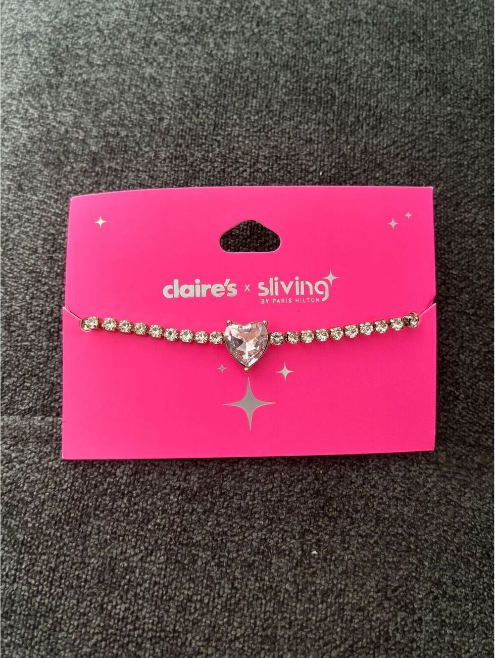 Claire's x Sliving by Paris Hilton Rhinestone Heart Tennis Choker Necklace